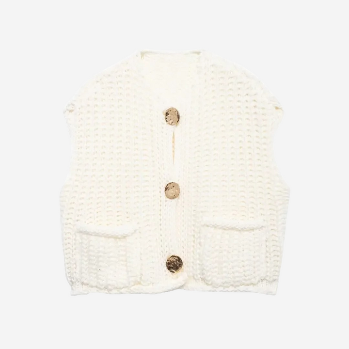 Womens Knit Sweater Vest with Buttons Cozy Fit