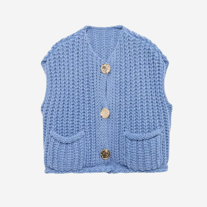 Womens Knit Sweater Vest with Buttons Cozy Fit
