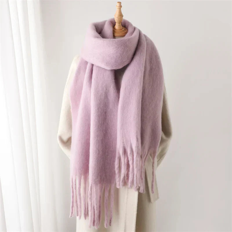 Womens Cashmere Scarf with Large Tassels Winter Style