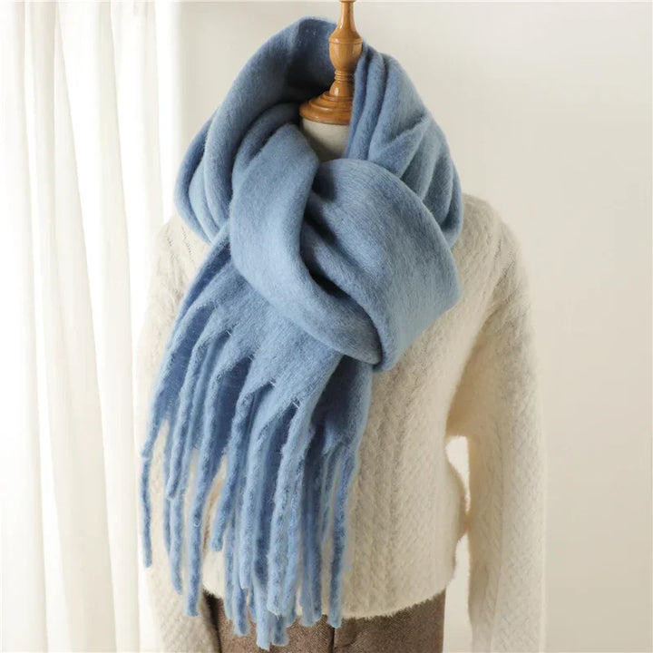 Womens Cashmere Scarf with Large Tassels Winter Style
