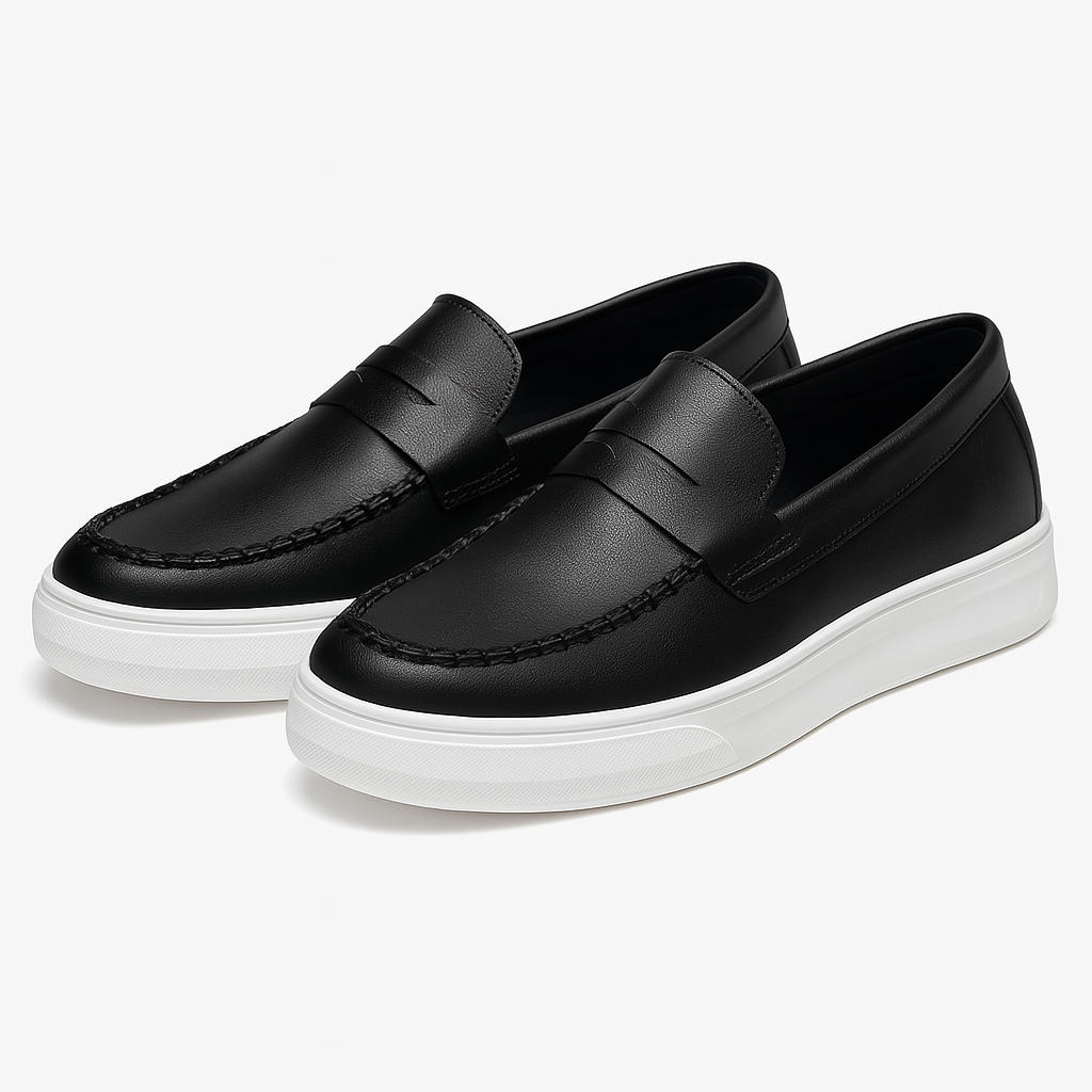 Mens Slip-On Sneakers Leather Upper Casual Fit - BritishMode