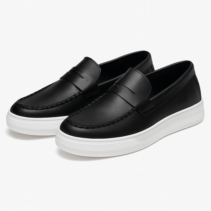 Mens Slip-On Sneakers Leather Upper Casual Fit - BritishMode
