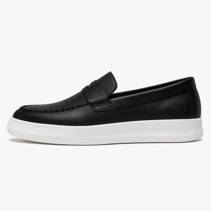 Mens Slip-On Sneakers Leather Upper Casual Fit