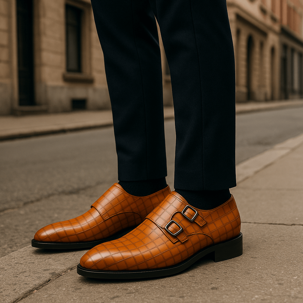 Mens Square Toe Shoes with Buckle Closure