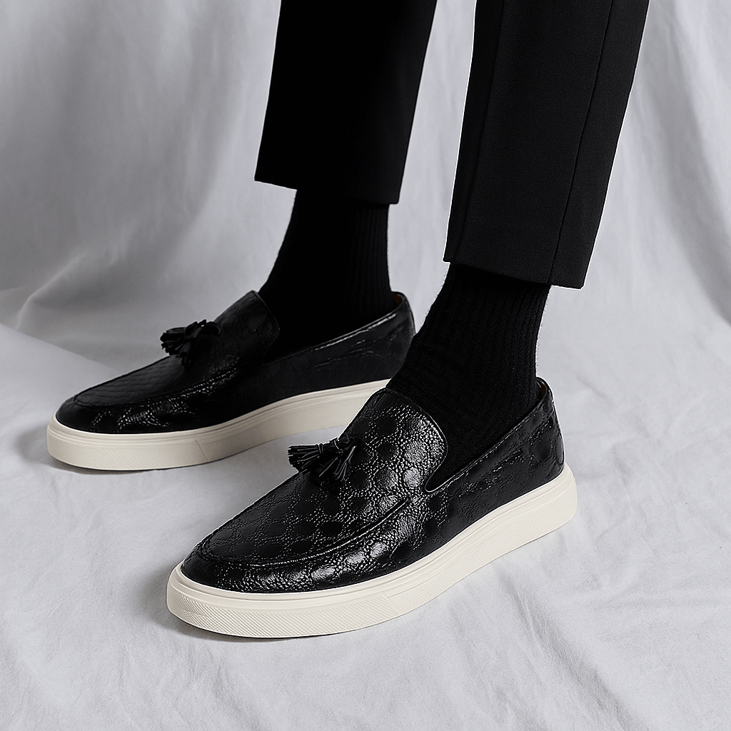 Mens Casual Leather Shoes with Tassel Detail