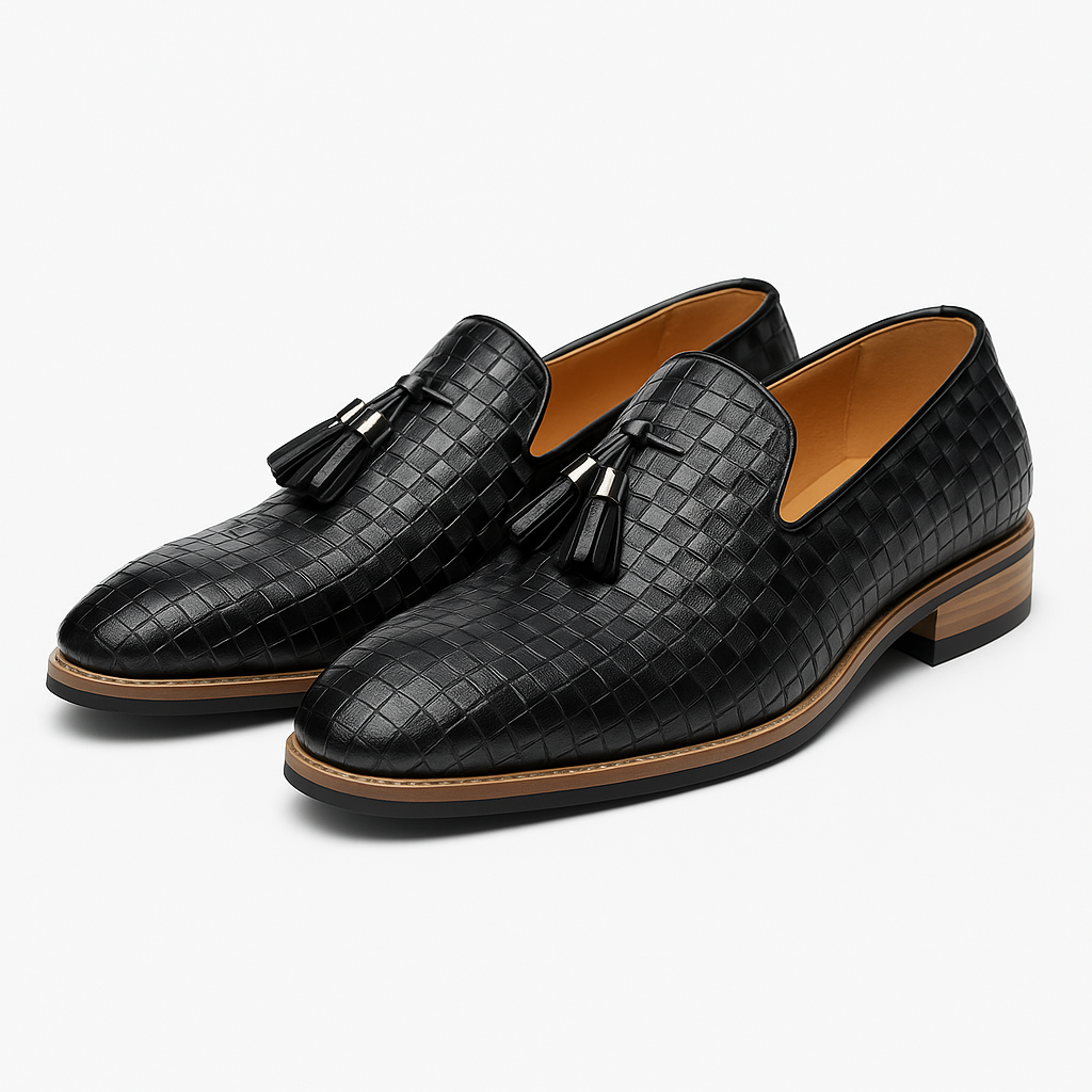 Mens Loafers Woven Leather Casual - BritishMode