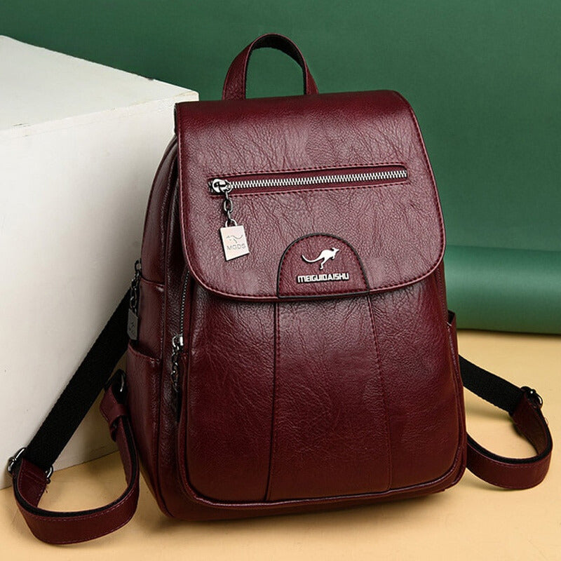 Womens Leather Backpack Classic Daily Style - BritishMode