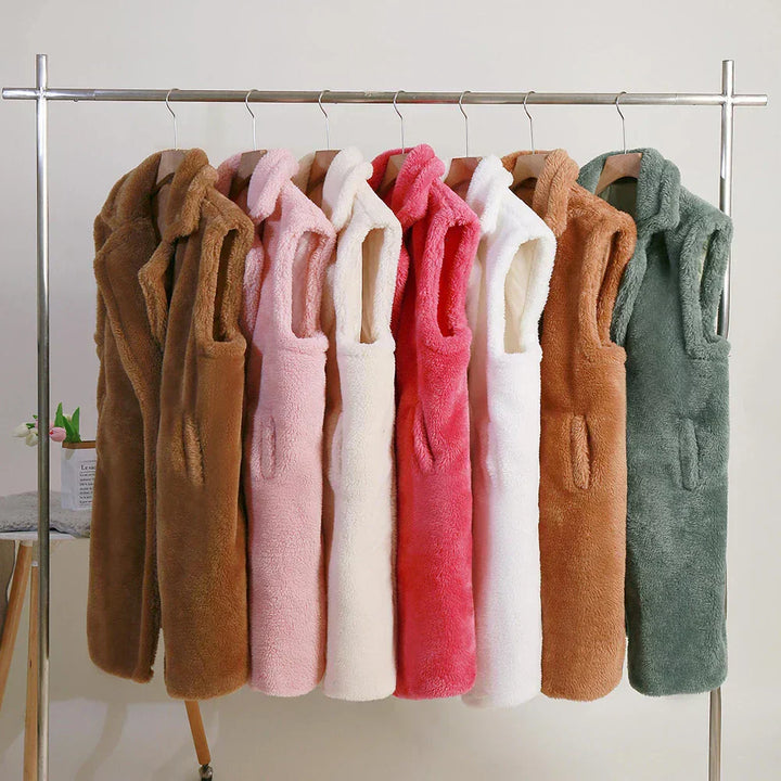 Womens Sleeveless Teddy Jacket Layered Style