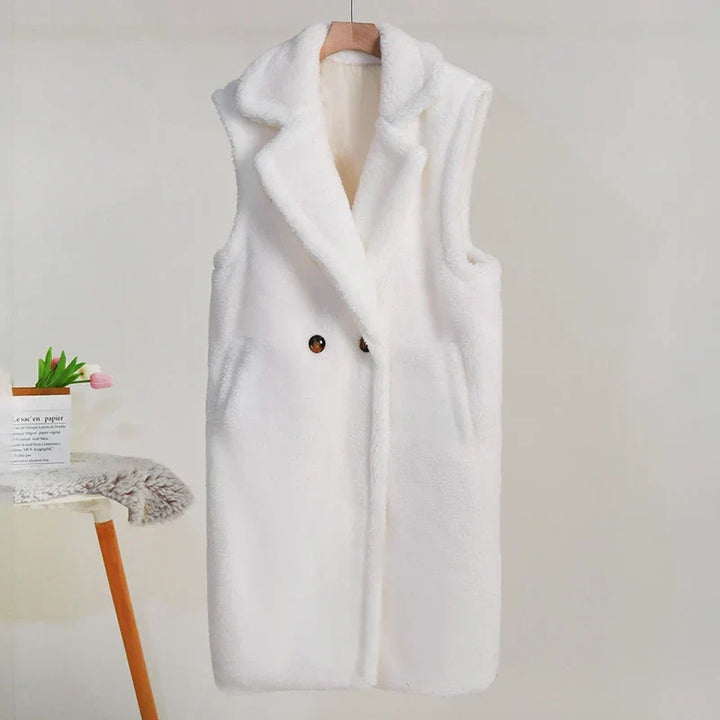 Womens Sleeveless Teddy Jacket Layered Style