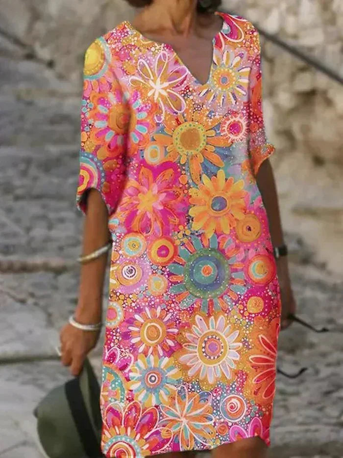 Womens Floral Summer Dress Lightweight Fit - BritishMode