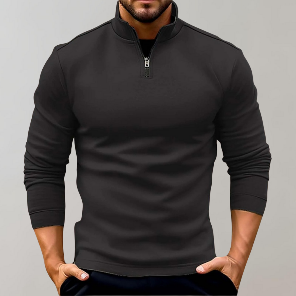Mens Lightweight Zip-Up Sweater Cotton Blend Regular Fit - BritishMode
