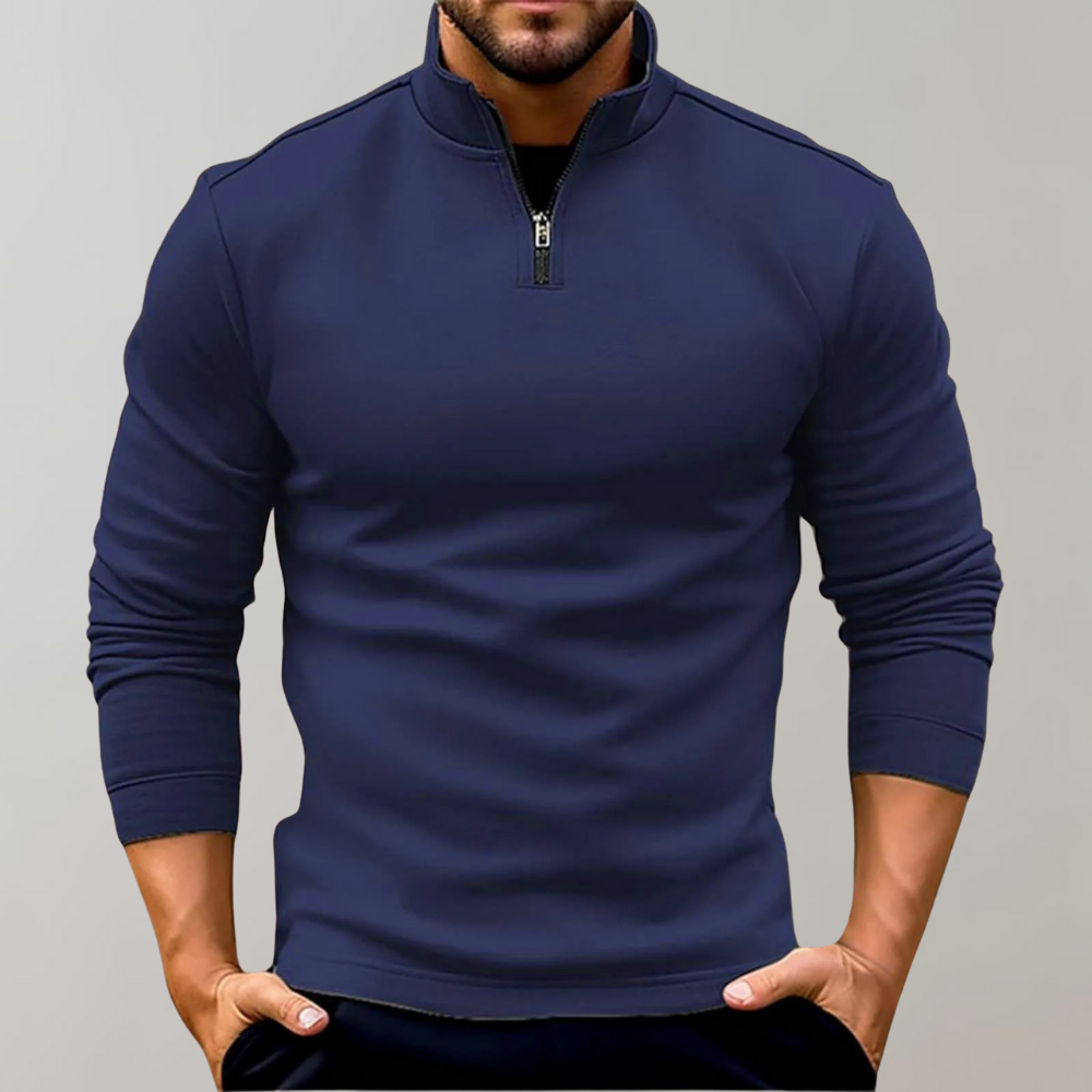 Mens Lightweight Zip-Up Sweater Cotton Blend Regular Fit