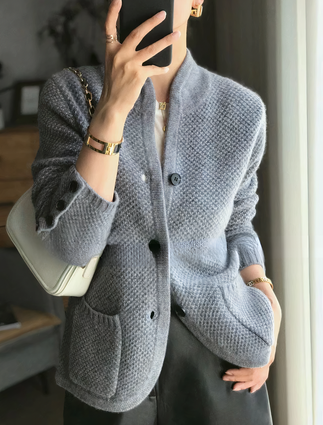 Womens Cashmere Cardigan Button Closure Stylish Fit