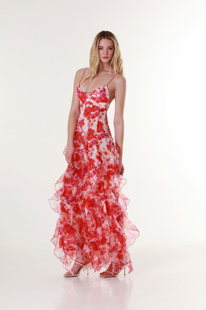 Womens Long Dress Floral Pattern Lightweight Fit