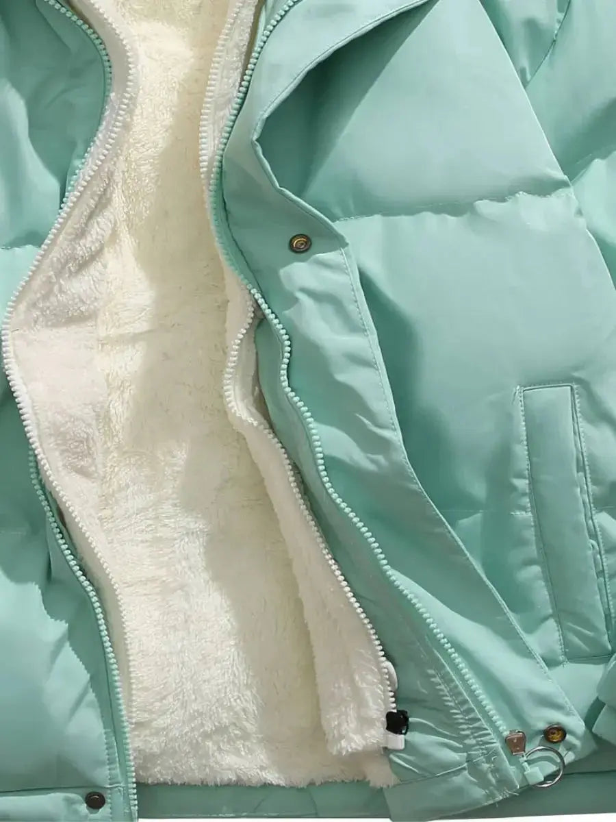 Mens Quilted Winter Jacket with Hood and Plush Lining