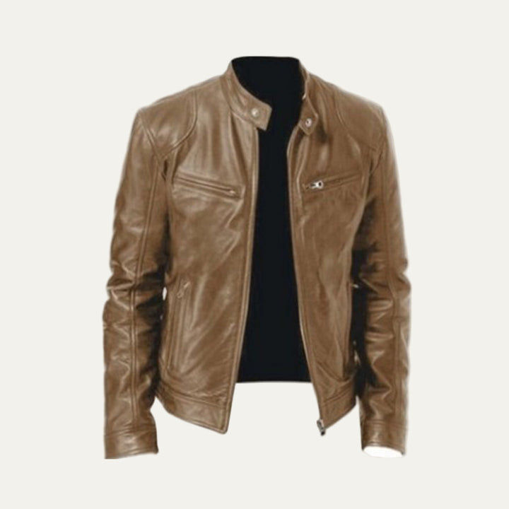 Mens Leather Motorcycle Jacket Classic Racer Fit