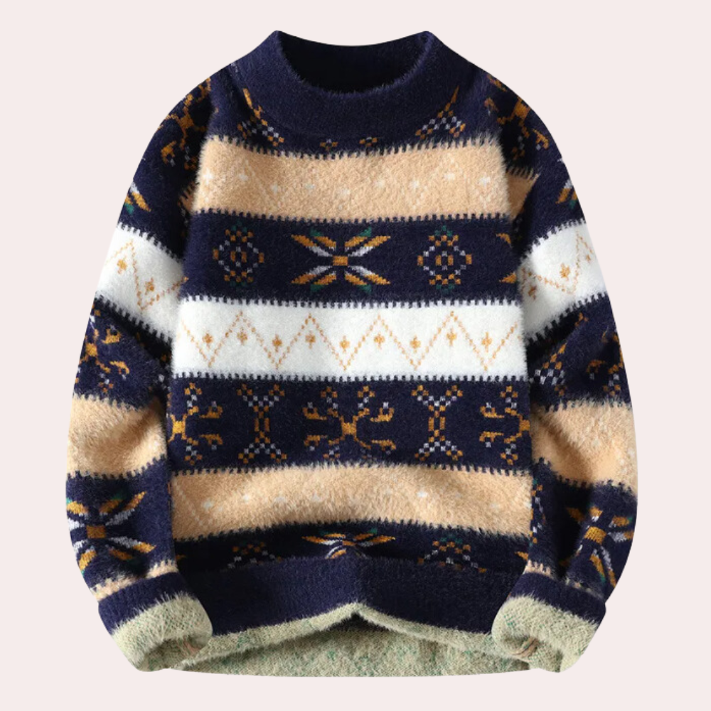 Mens Winter Sweater Wool Blend Patterned Regular Fit - BritishMode