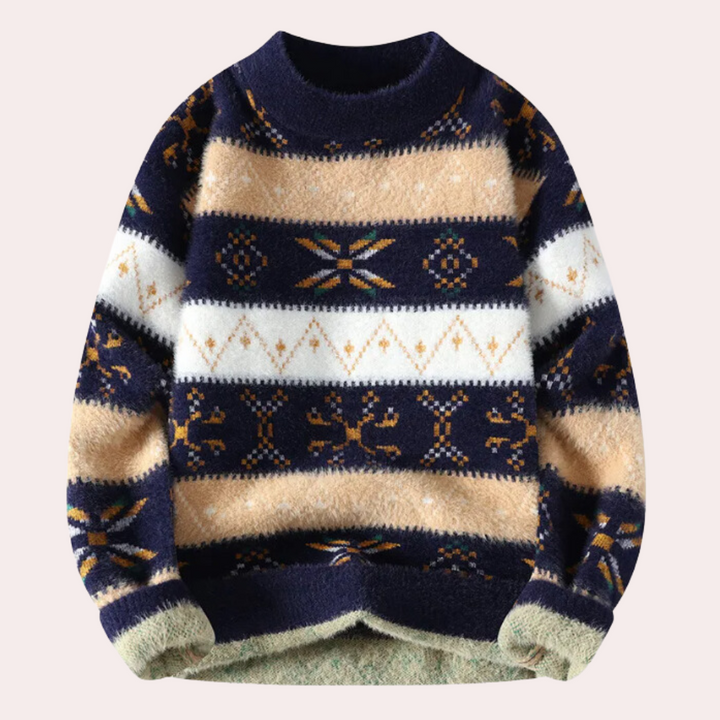 Mens Winter Sweater Wool Blend Patterned Regular Fit - BritishMode