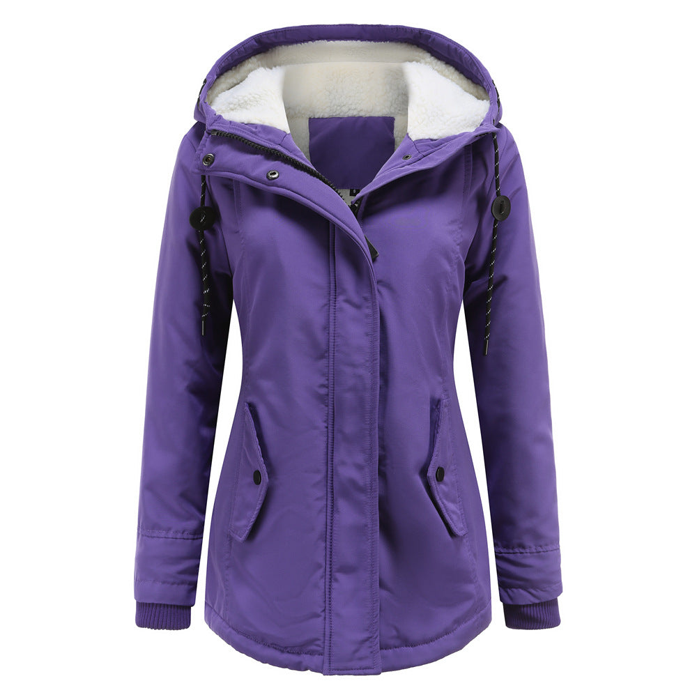 Womens Fleece Hooded Coat Warm Fit