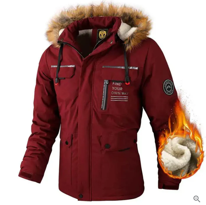 Mens Waterproof Winter Jacket Insulated Warm Fit