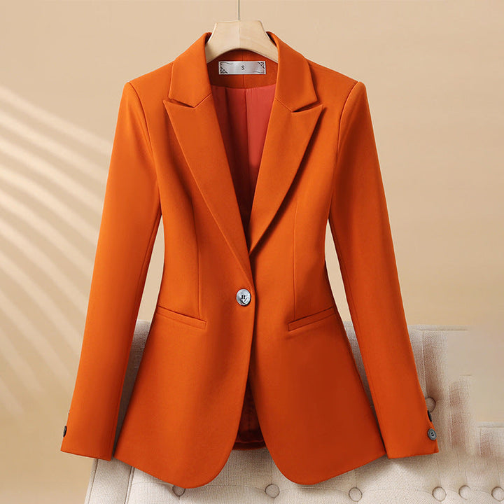 Womens Tailored Blazer Single Button Closure Flap Pockets