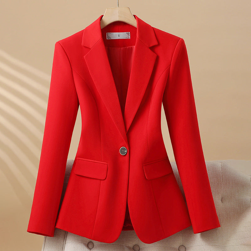 Womens Tailored Blazer Single Button Closure Flap Pockets - BritishMode