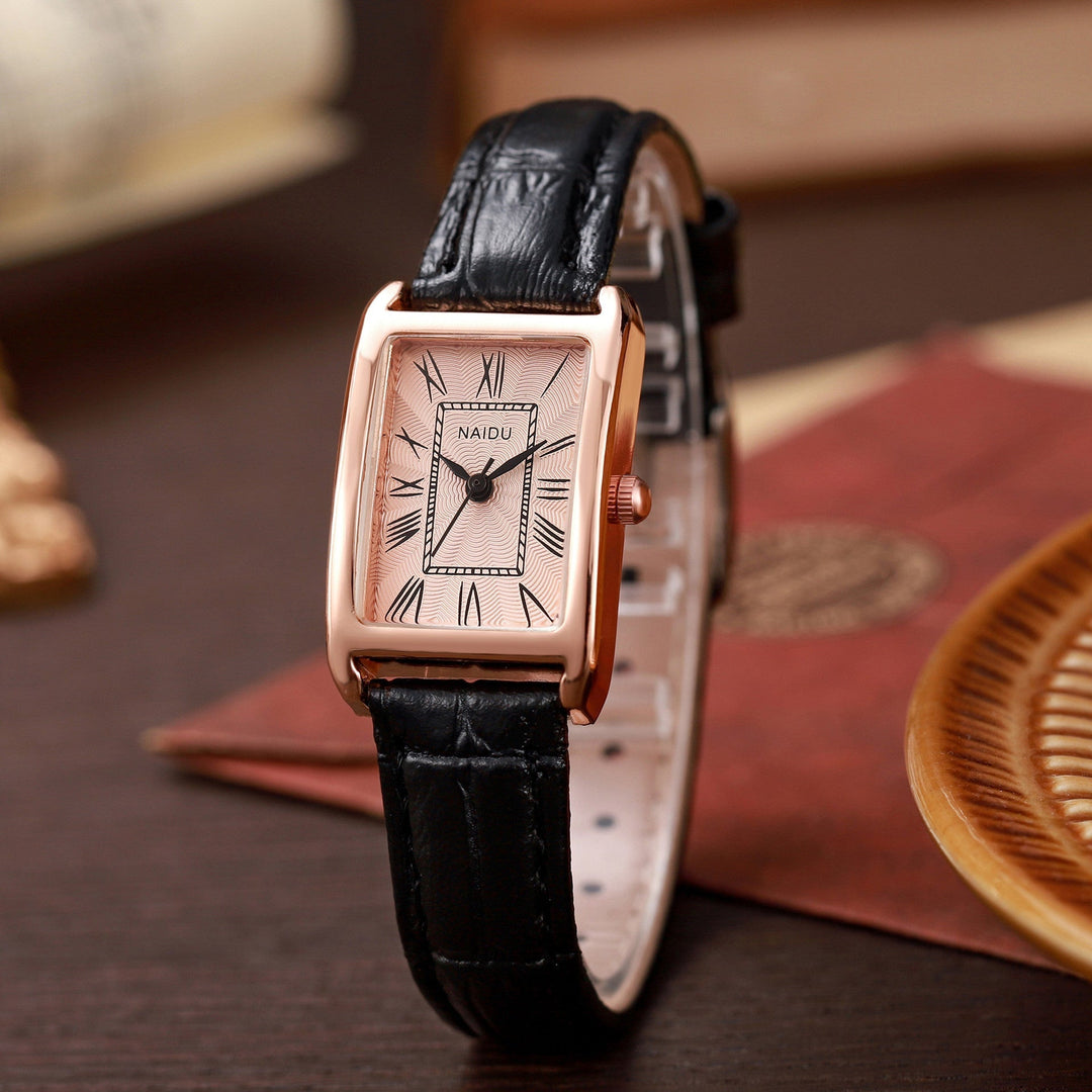 Unisex Wrist Watch with Croc-Embossed Strap and Roman Numerals - BritishMode