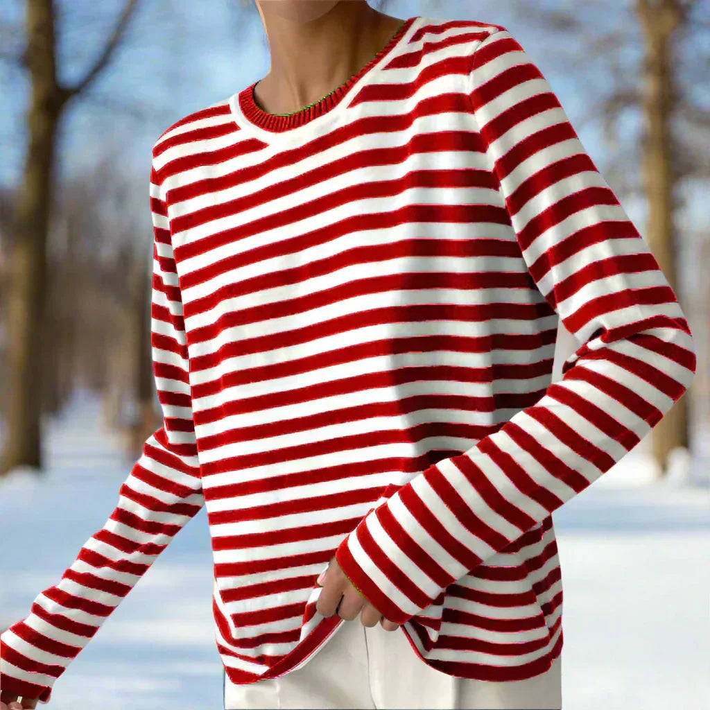 Womens T-Shirt Cotton Vertical Stripe Classic Fit
