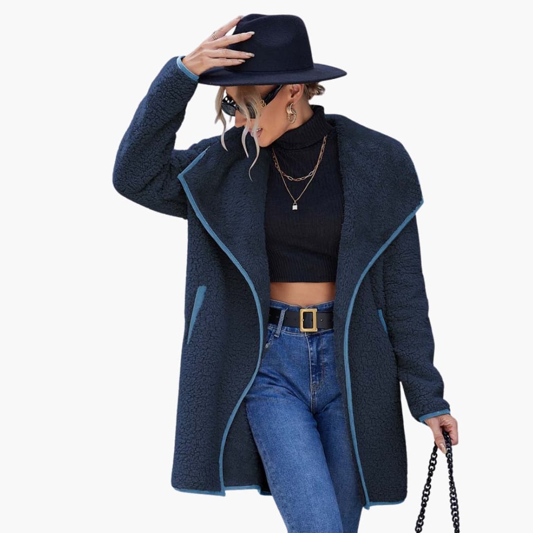 Womens Open Front Jacket Plush Fleece