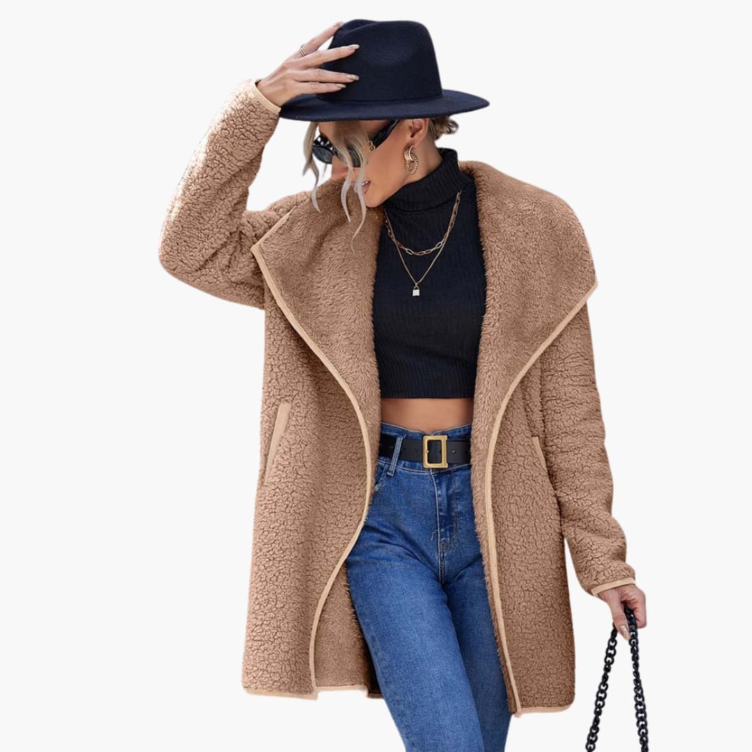 Womens Open Front Jacket Plush Fleece