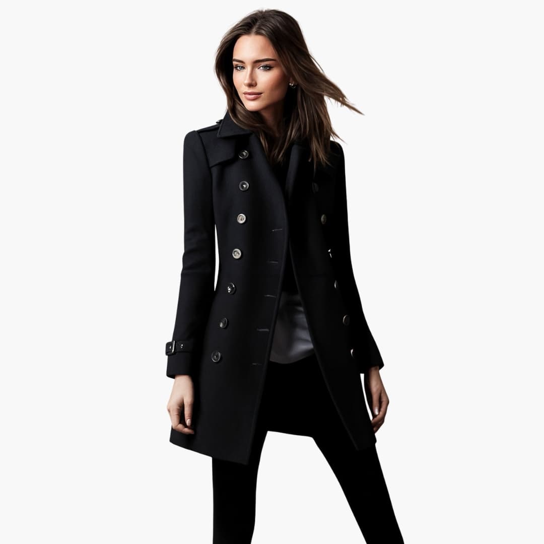 Womens Pea Coat Classic Fit Wool Blend - BritishMode