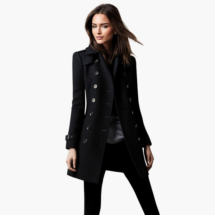 Womens Pea Coat Classic Fit Wool Blend - BritishMode