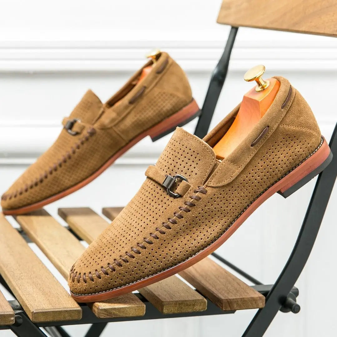 Mens Suede Loafers Handstitched Slip-On - BritishMode