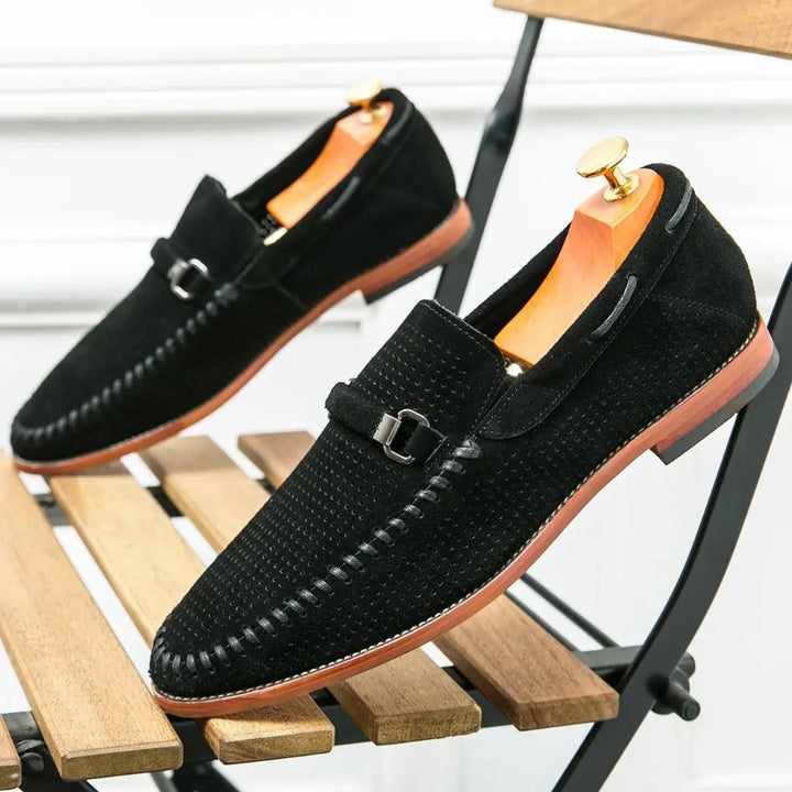 Mens Suede Loafers Handstitched Slip-On