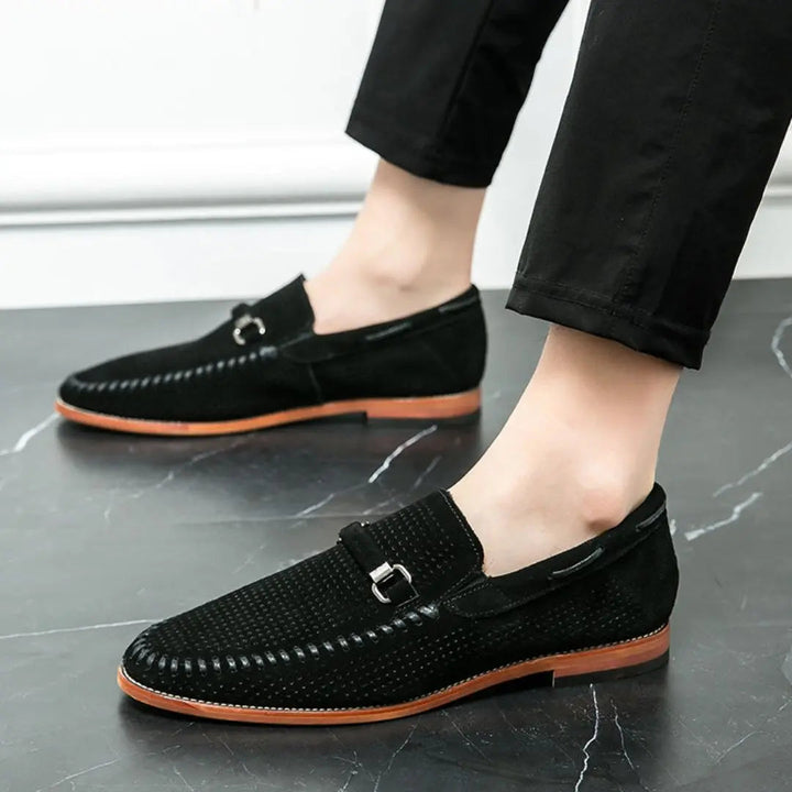 Mens Suede Loafers Handstitched Slip-On