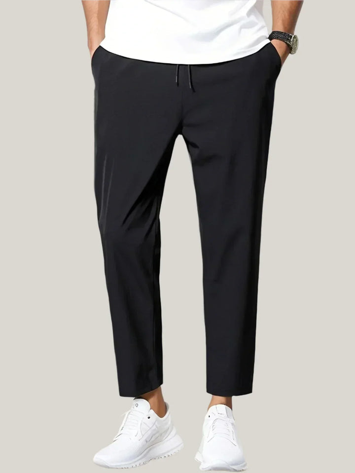 Mens Cropped Trousers Drawstring Tapered Fit