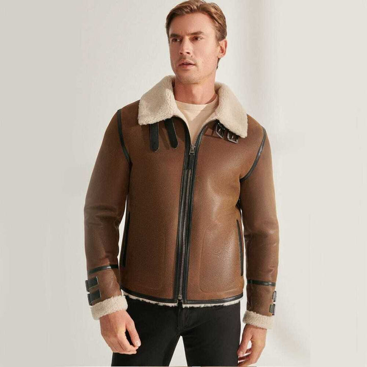 Mens Sheepskin Bomber Jacket Classic Fit - BritishMode