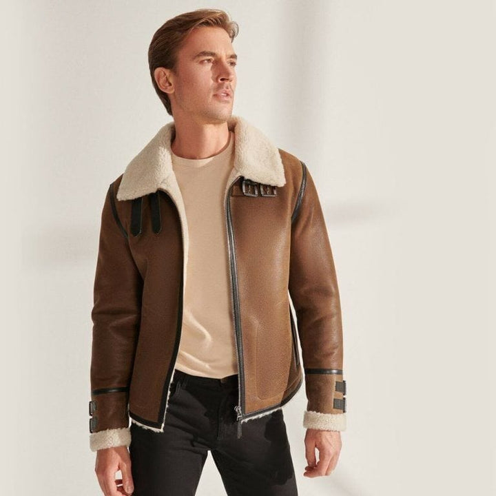 Mens Sheepskin Bomber Jacket Classic Fit