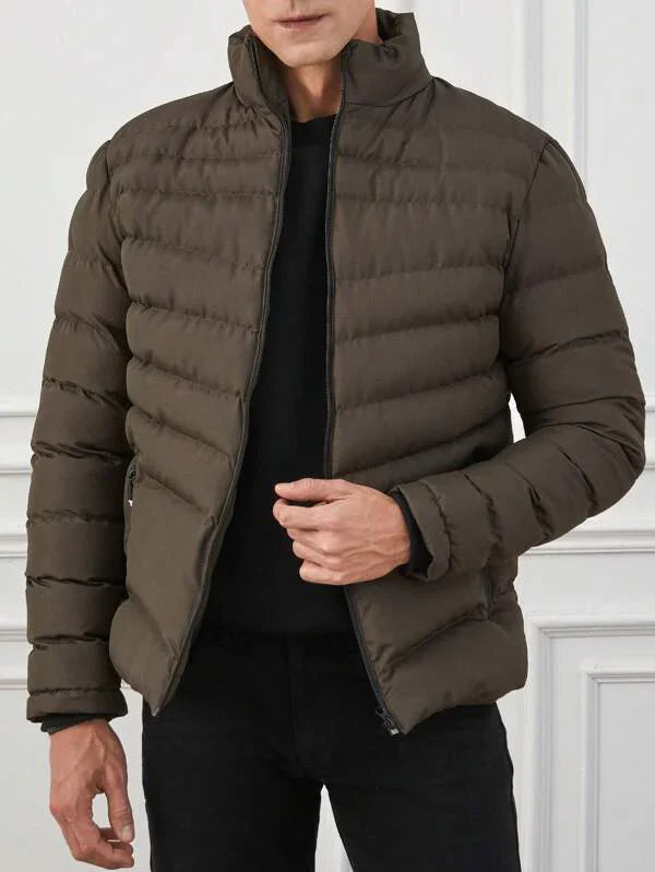 Mens Lightweight Puffer Jacket with Padded Down Insulation - BritishMode