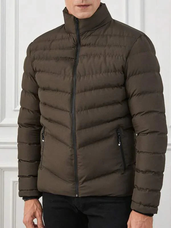 Mens Lightweight Puffer Jacket with Padded Down Insulation