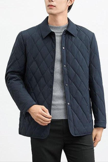 Mens Quilted Jacket with Buttons Classic Fit