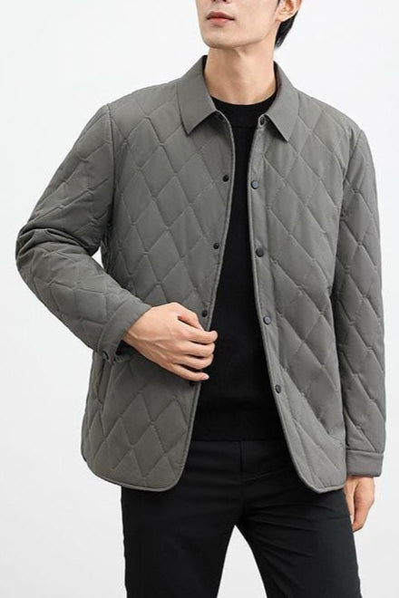 Mens Quilted Jacket with Buttons Classic Fit - BritishMode
