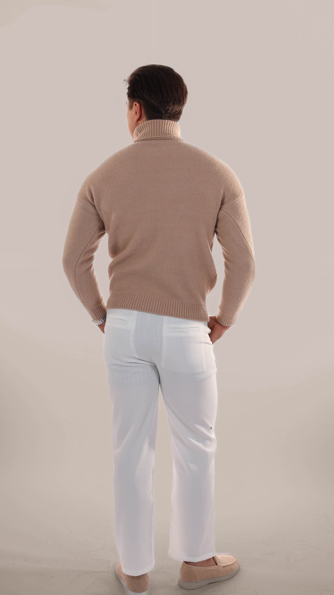 Mens Classic Trousers Linen Cotton Blend Regular Fit
