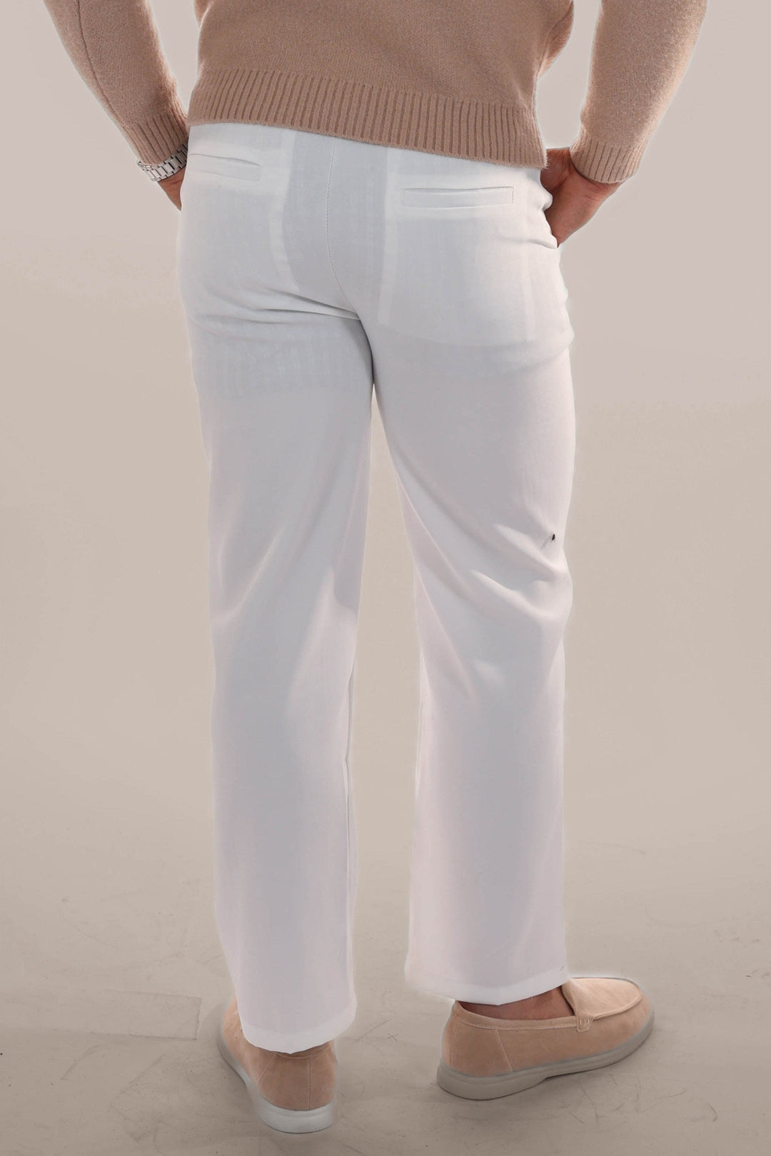 Mens Classic Trousers Linen Cotton Blend Regular Fit