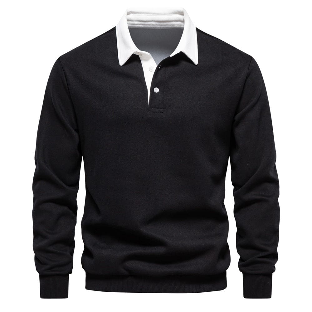 Mens Polo Shirt Cotton Contrast Collar Classic Fit