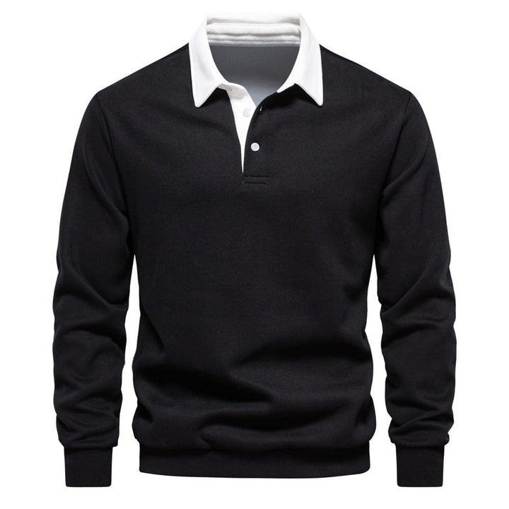 Mens Polo Shirt Cotton Contrast Collar Classic Fit