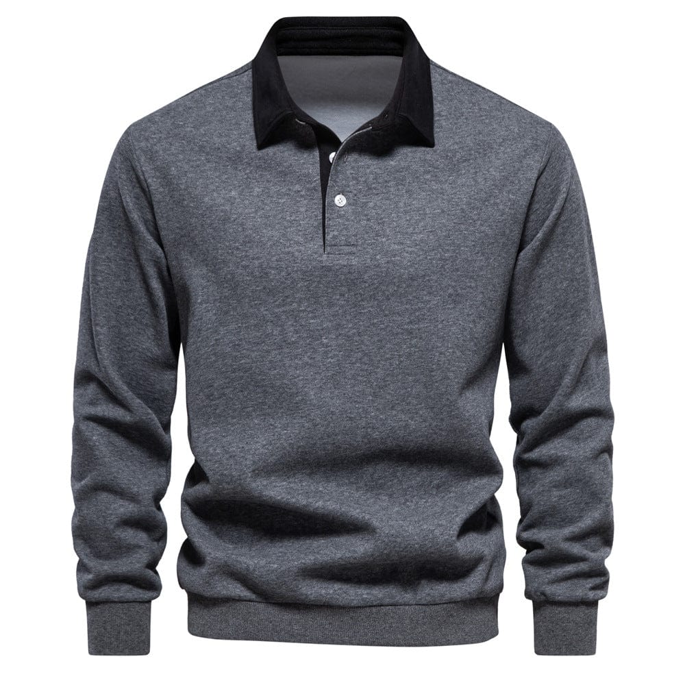 Mens Polo Shirt Cotton Contrast Collar Classic Fit