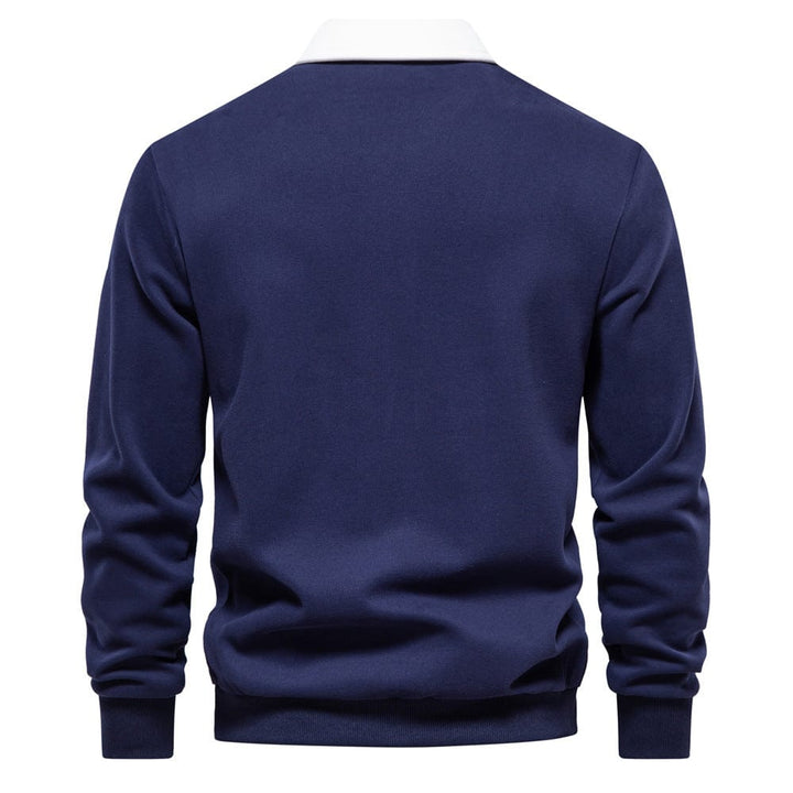 Mens Polo Shirt Cotton Contrast Collar Classic Fit