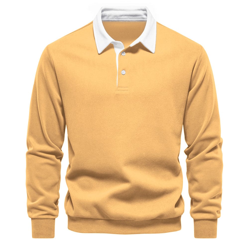 Mens Polo Shirt Cotton Contrast Collar Classic Fit
