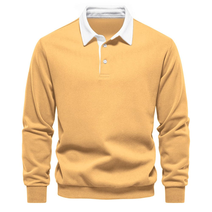 Mens Polo Shirt Cotton Contrast Collar Classic Fit